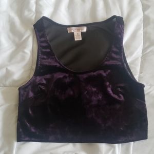 Band of Gypsies Purple Velvet Mesh Back Crop To